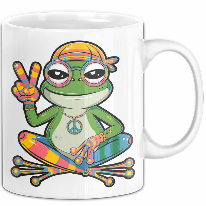 Hippie Frosch Tasse Geschenk Lustige Geschenkidee Spruch Weiß Trendation