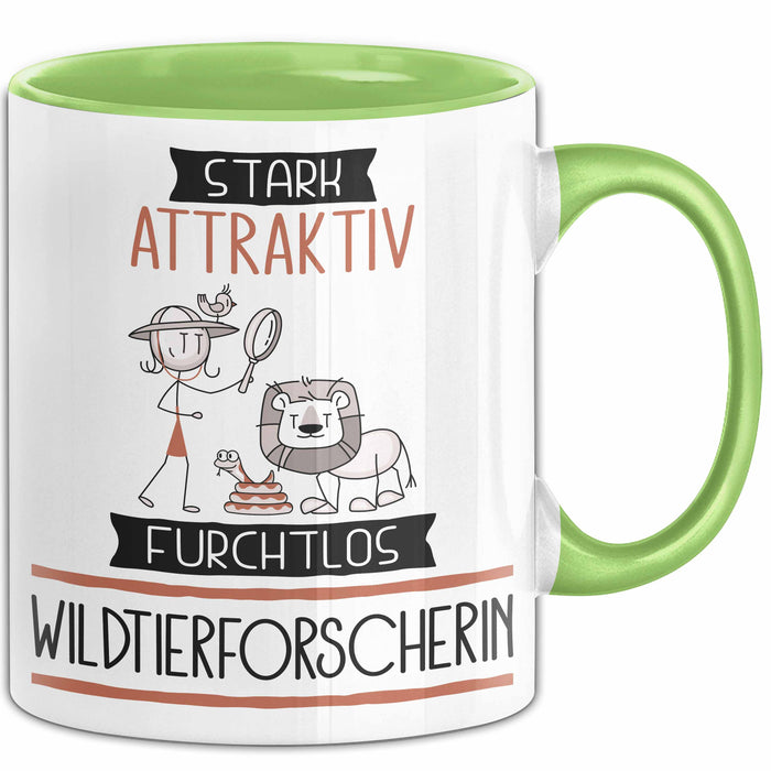 Wildtierforscherin Tasse Geschenk Becher Stark Attraktiv Furchtlos Wildtierforscherin Lustige Geschenkidee Grün Trendation