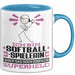 Softballspielerin Geschenk Tasse Ich Bin Softballspielerin Aber Sag Doch Einfach Superheld Lustige Geschenkdiee für Softballspielerin Kaffee-Becher Blau Trendation