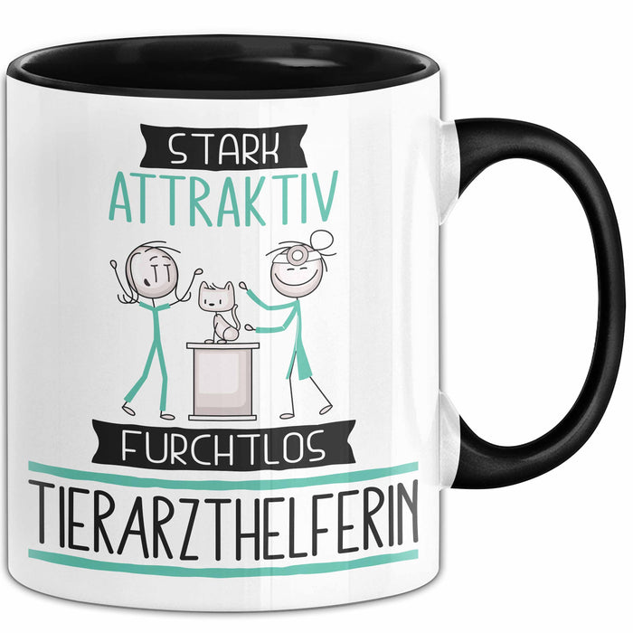 Tierarzthelferin Tasse Geschenk Becher Stark Attraktiv Furchtlos Tierarzthelferin Lustige Geschenkidee Trendation