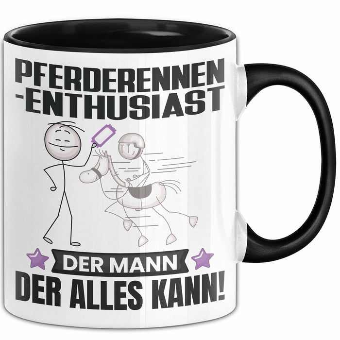 Pferderennen-Enthusiast Tasse Geschenk für Pferderennen-Enthusiast Der Mann Der Alles Kann Geschenkidee zum Geburtstag Schwarz Trendation