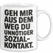 Antisozial Tasse Geschenk Unnoetiger Sozialkontakt Geschenkidee Lustig Sarkasmus Weiß Trendation
