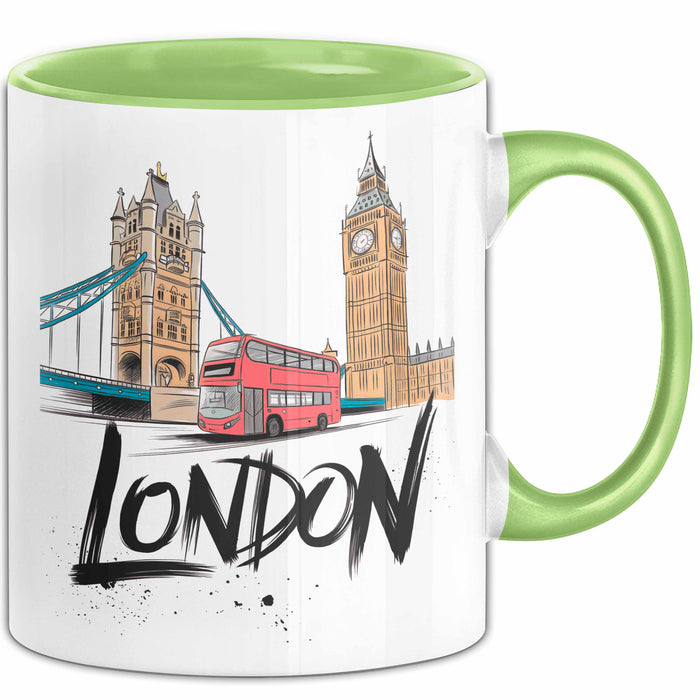 England London Skyline Tasse Geschenk Lustige Geschenkidee Spruch Grün Trendation