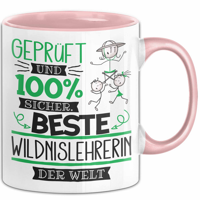 Beste Wildnislehrerin Der Welt Tasse Geschenk für Eine Wildnislehrerin Geprüft Und Sicher Geschenkidee Geburtstag Weihnachten Rosa Trendation