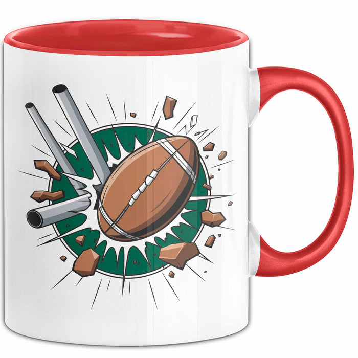 Rugby Fan Tasse Geschenkidee für Liebhaber harter Sportarten Rot Trendation