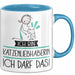 Geschenk für Katzenliebhaberin Tasse Lustige Geschenkidee Geburtstag Ich Bin Katzenliebhaberin Ich Darf Das Blau Trendation