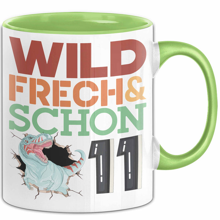 11. Geburtstag Geschenk Tasse Becher Wild Frech Und Schon 11 Grün Trendation