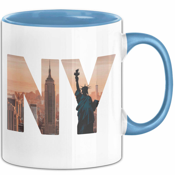 New York City USA Tasse Geschenk Lustige Geschenkidee Spruch Blau Trendation
