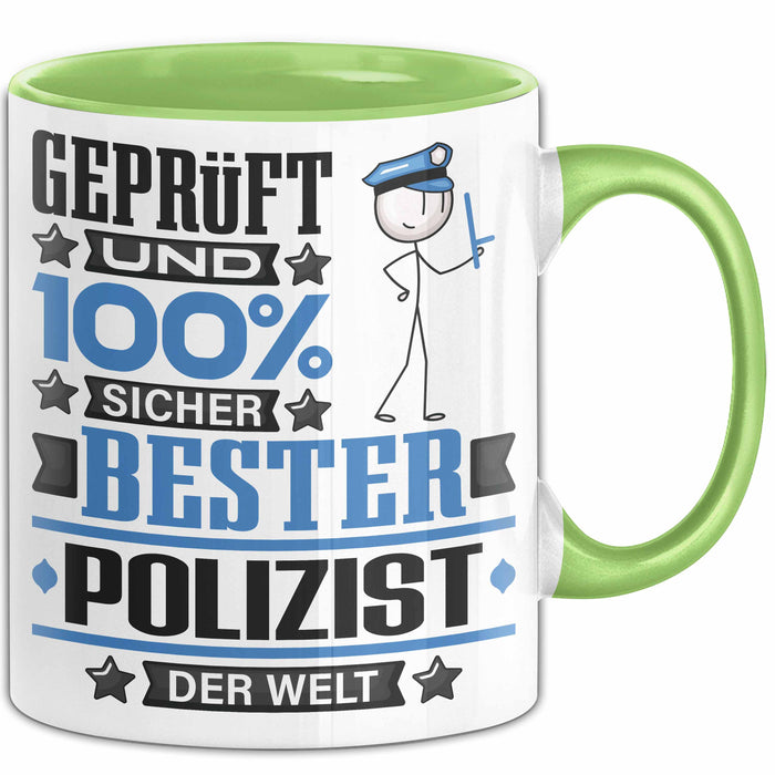 Polizist Geschenk Lustiger Spruch für Polizist Geschenkidee Bester Polizist Der Welt Grün Trendation
