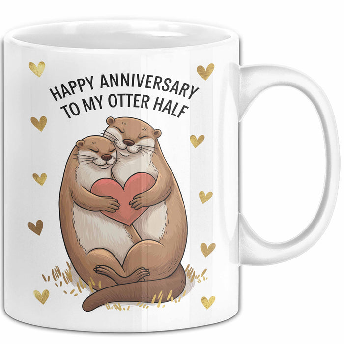 Romantisches Paar Jahrestagsfeier Tasse Geschenk Lustige Geschenkidee Spruch Alles Gute Zum Hochzeitstag Für Meine Otter Hälfte Weiß Trendation