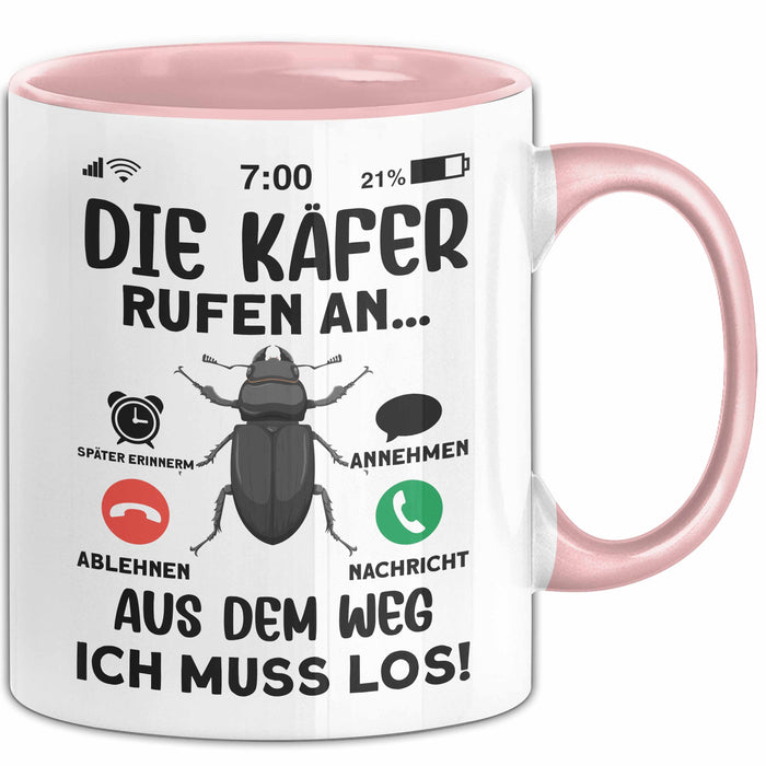 Käfer Liebhaber Tasse Geschenk Die Käfer Rufen An Geschenkidee Becher Rosa Trendation