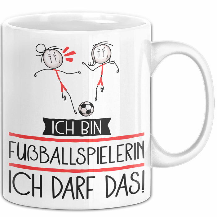 Geschenk für Fußballspielerin Tasse Lustige Geschenkidee Geburtstag Ich Bin Fußballspielerin Ich Darf Das Weiß Trendation