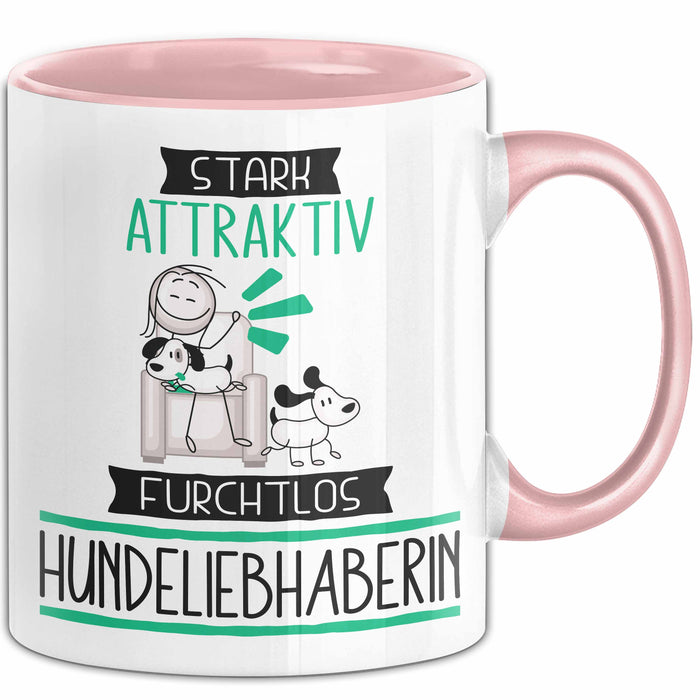 Hundeliebhaberin Tasse Geschenk Becher Stark Attraktiv Furchtlos Hundeliebhaberin Lustige Geschenkidee Rosa Trendation