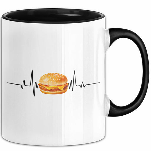Burger-Liebhaber Tasse Geschenk Herzschlag Cheese-Burger Geschenkidee Becher Trendation