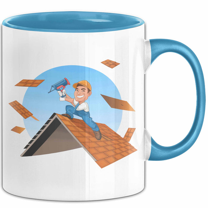 Dachdecker Tasse Geschenk Lustige Geschenkidee Spruch Für Dach Experten Blau Trendation