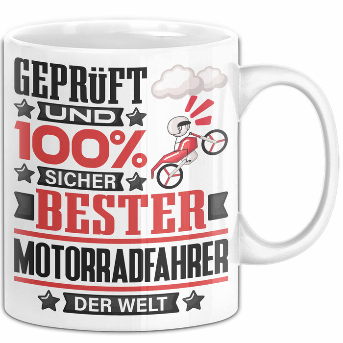 Motorradfahrer Geschenk Lustiger Spruch für Motorradfahrer Geschenkidee Bester Motorradfahrer Der Welt Weiß Trendation