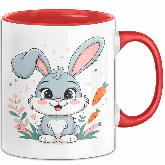 Kaninchenliebhaber Tasse Geschenkidee für Hasen Fans Rot Trendation