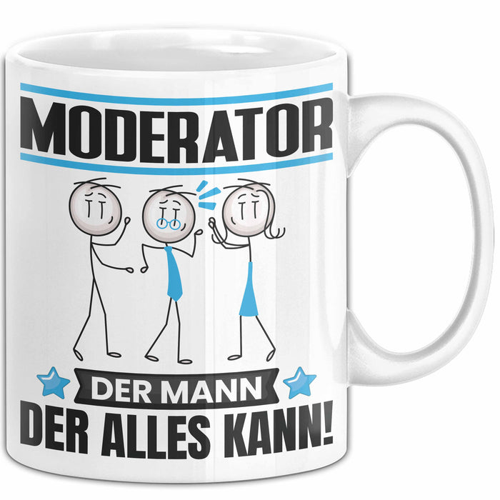 Moderator Tasse Geschenk für Moderator Der Mann Der Alles Kann Geschenkidee zum Geburtstag Weiß Trendation
