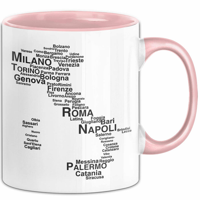 Italienische Städte Italien Karte Tasse Geschenk Lustige Geschenkidee Spruch Rosa Trendation