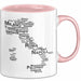 Italienische Städte Italien Karte Tasse Geschenk Lustige Geschenkidee Spruch Rosa Trendation