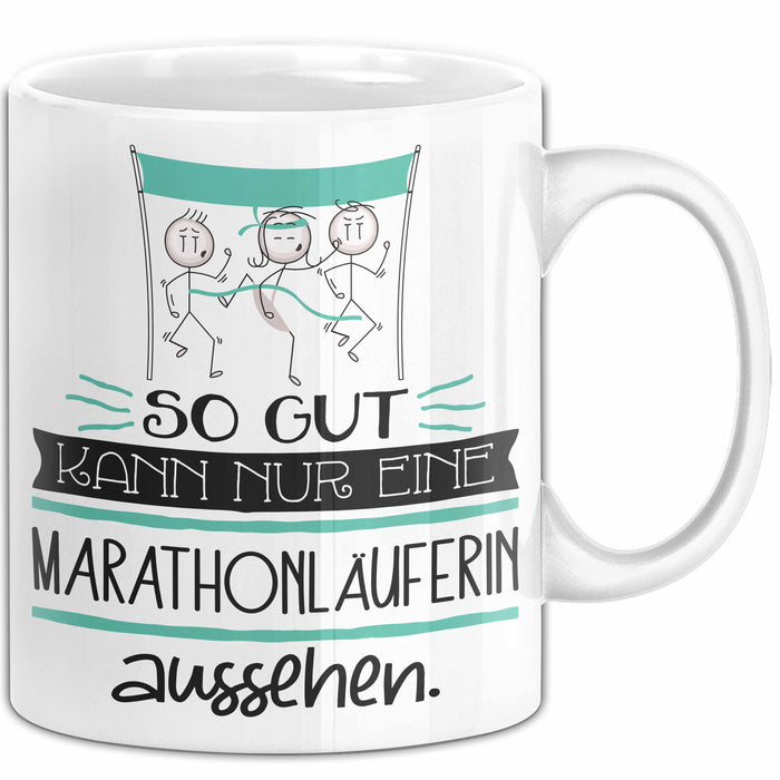 Marathonläuferin Geschenk Tasse So Gut Kann Nur Eine Marathonläuferin Aussehen Geschenkidee Geburtstag Weihnachten Lustig Weiß Trendation