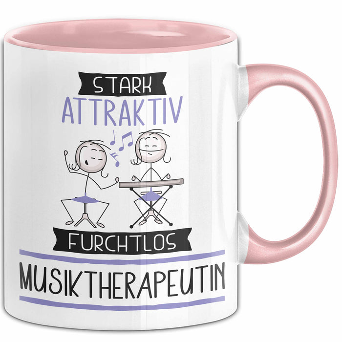 Musiktherapeutin Tasse Geschenk Becher Stark Attraktiv Furchtlos Musiktherapeutin Lustige Geschenkidee Rosa Trendation