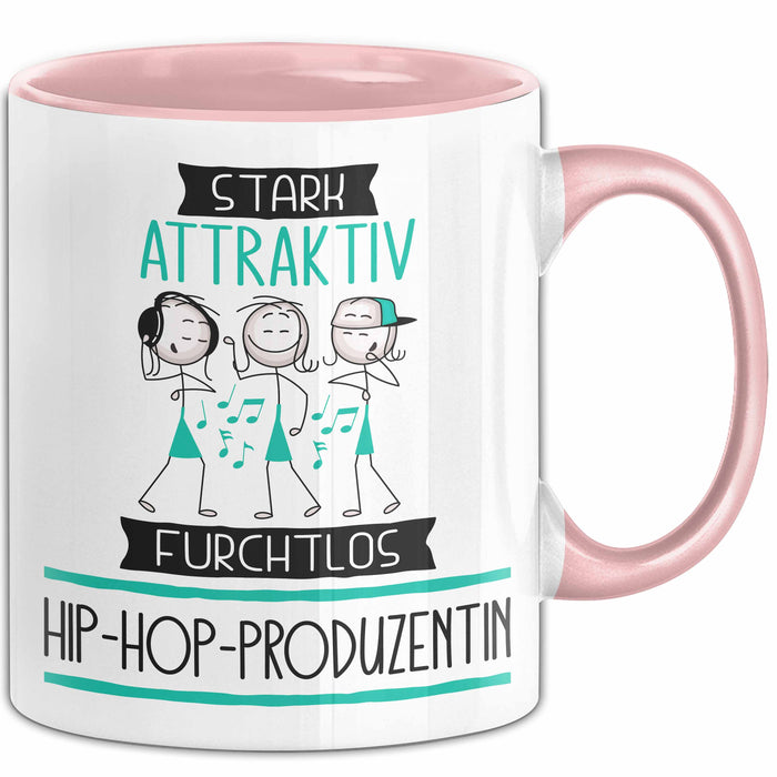 Hip-Hop-Produzentin Tasse Geschenk Becher Stark Attraktiv Furchtlos Hip-Hop-Produzentin Lustige Geschenkidee Rosa Trendation