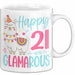 21er Geburtstag Tasse Geschenk Happy 21 And Glamarous Llama Alpaka Liebhaber Geschenkidee zum Geburtstag Weiß Trendation