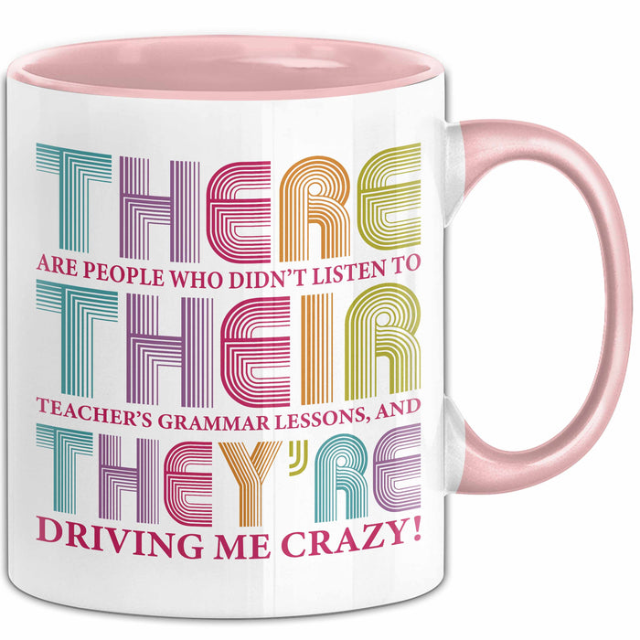 Englischlehrer Unterricht Tasse Geschenk Lustige Geschenkidee Spruch There Their They’Re Rosa Trendation
