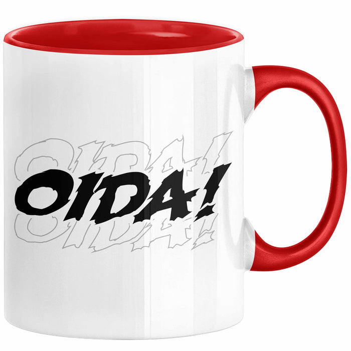 Oida Tasse Geschenk Bayern Kaffee-Becher Bayrisch Dialekt Rot Trendation