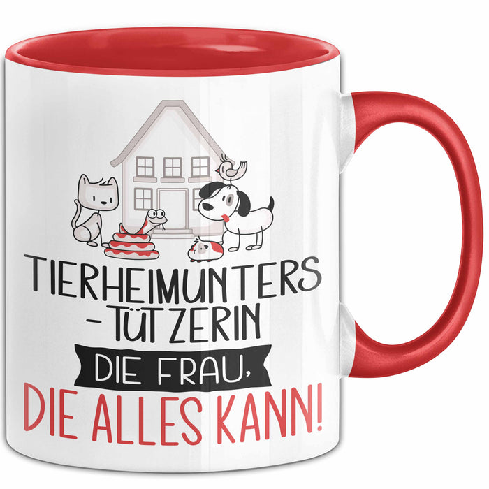 Tierheimunterstützerin Geschenk Tasse Becher Die Frau Die Allen Kann Geschenkidee für eine Tierheimunterstützerin Lustig Rot Trendation