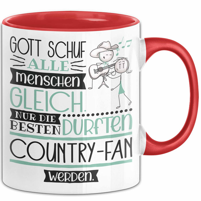 Country-Fan Geschenk Becher Tasse Gott Schuf Alle Menschen Gleich Nur Die Besten Durfeten Country-Fan Werden Geschenkidee Lustig Rot Trendation