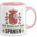 Spanier Tasse Geschenk Ich Brauche Keine Therapie Ich Muss Nur Nach Spanien Geschenkidee Lustig Kaffee-Becher Rosa Trendation