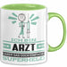 Arzt Geschenk Tasse Ich Bin Arzt Aber Sag Doch Einfach Superheld Lustige Geschenkdiee für Arzt Kaffee-Becher Grün Trendation
