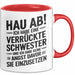 Big Sister Ältere Geschwister Schwestern Tasse Becher Geschenk Lustige Geschenkidee Spruch Ich Habe Eine Verrückte Schwester Rot Trendation