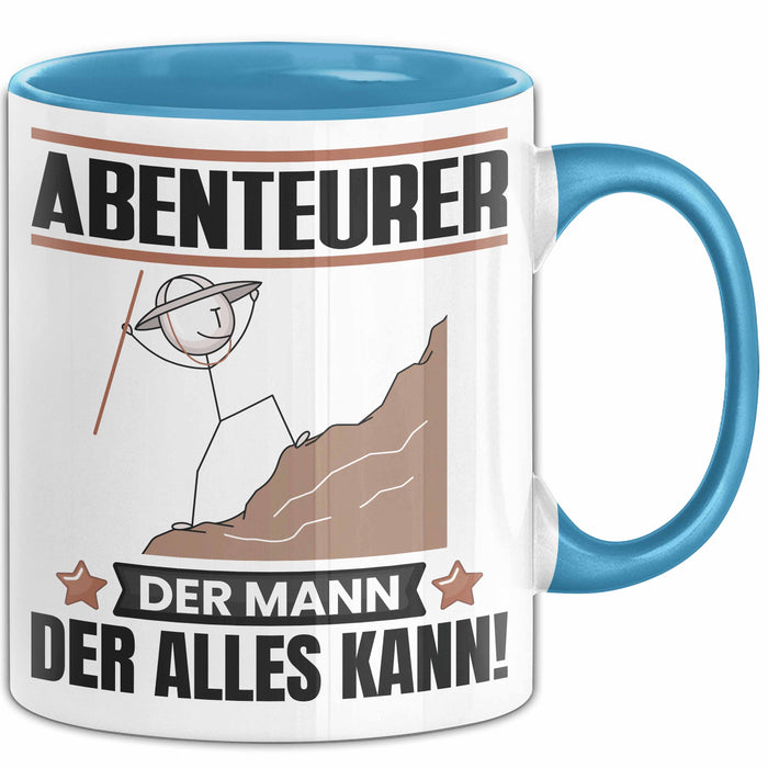 Abenteurer Tasse Geschenk für Abenteurer Der Mann Der Alles Kann Geschenkidee zum Geburtstag Blau Trendation