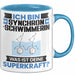 Synchronschwimmerin Tasse Geschenk für Synchronschwimmerin Geburtstag Lustiger Spruch Kaffee-Becher Was Ist Deine Superkraft Blau Trendation