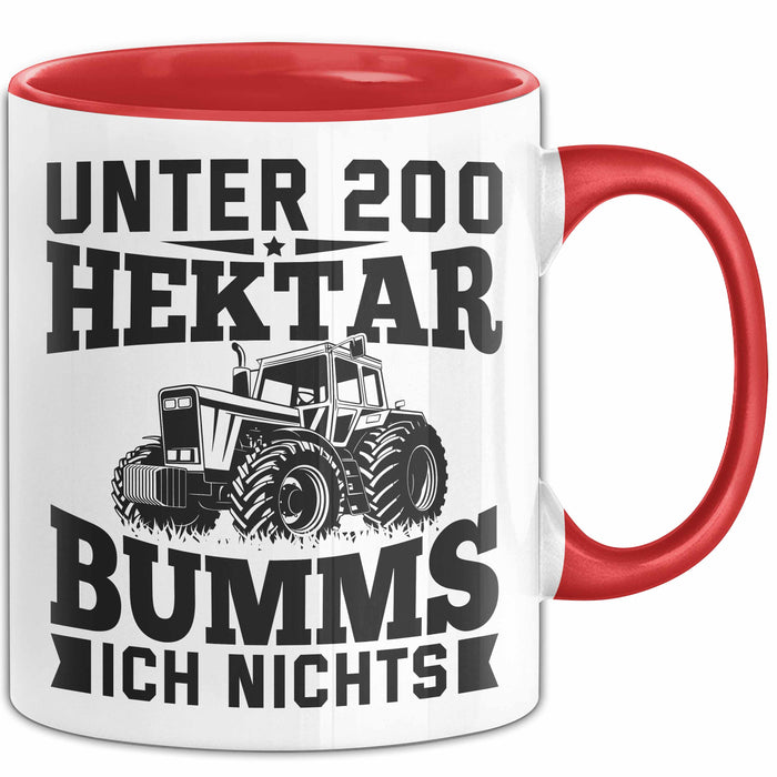 Landwirt Tasse Geschenk Unter 200 Hektar Bumms Ich Nichts Bauer Traktor Becher Rot Trendation