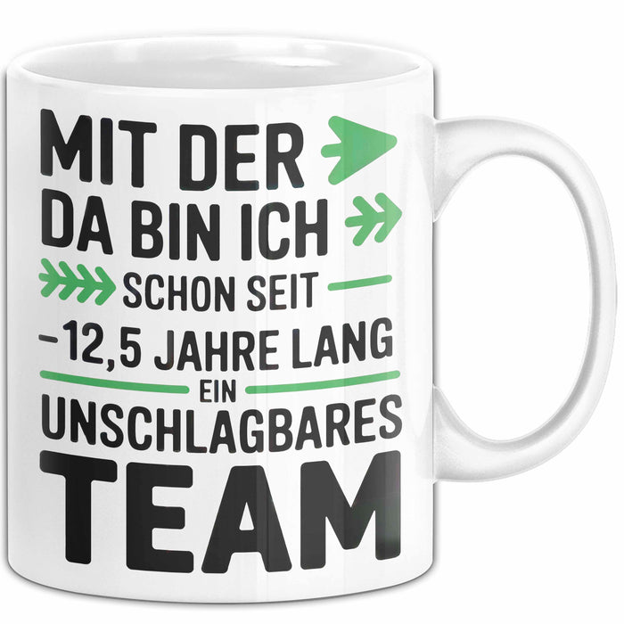 Romantische Pärchen Tasse Geschenk Team seit 12,5 Jahren Geschenkidee Lustig Weiß Trendation