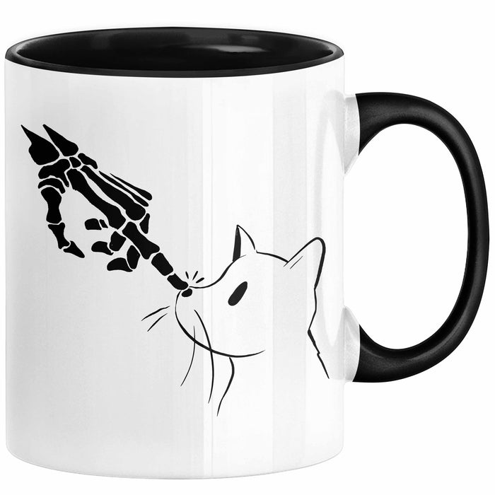 Katzen-Besitzerin Geschenk Tasse Kaffee-Becher Katzen Skelett Tattoo Frauen Kaffee-Becher Schwarz Trendation