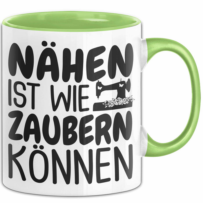 Nähen Tasse Geschenk Nähen Ist Wie Zaubern Können Geschenkidee Oma Grün Trendation