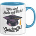 Schüler Abschluss Tasse Geschenk Lustige Geschenkidee Spruch Wir Sind Stolz Auf Dich Geschafft Blau Trendation