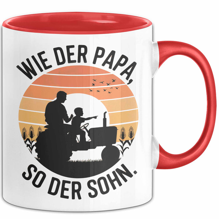 Papa Vatertag Vater Sohn Tasse Becher Geschenk Lustige Geschenkidee Spruch Wie Der Papa So Der Sohn Rot Trendation