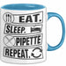 Biologe Labor Tasse Eat Sleep Pipette - Biologie Geschenkidee Biologe Blau Trendation