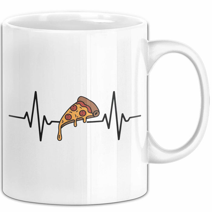 Pizzaesser Tasse Geschenk Pizza Herzschlag Essensliebhaber Weiß Trendation