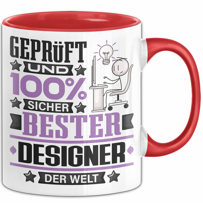 Designer Geschenk Lustiger Spruch für Designer Geschenkidee Bester Designer Der Welt Rot Trendation
