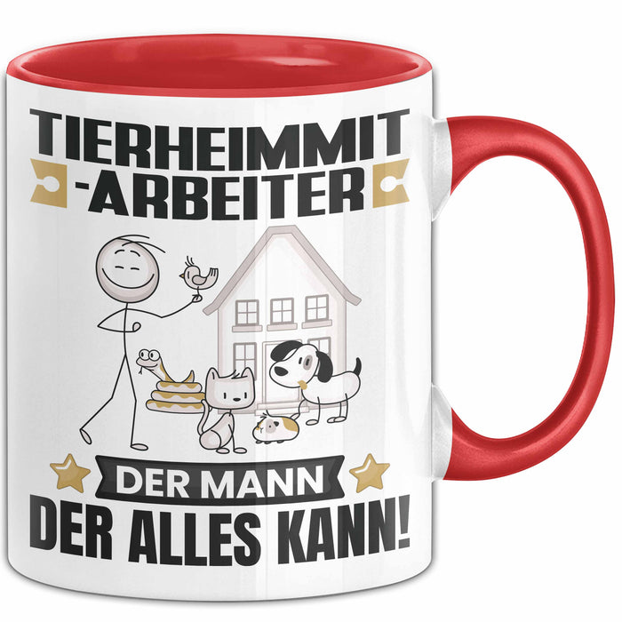 Tierheimmitarbeiter Tasse Geschenk für Tierheimmitarbeiter Der Mann Der Alles Kann Geschenkidee zum Geburtstag Rot Trendation