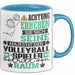 Volleyballspieler Geschenk Tasse Lustiger Spruch Erheben Sie Sich Der Volleyballspieler Betritt den Raum Blau Trendation