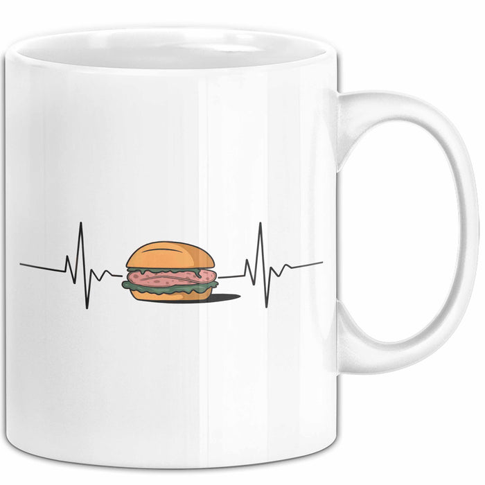 Deutschland Deutsches Fleisch Leberkäse Herzschlag Tasse Geschenk Lustige Geschenkidee Spruch Weiß Trendation