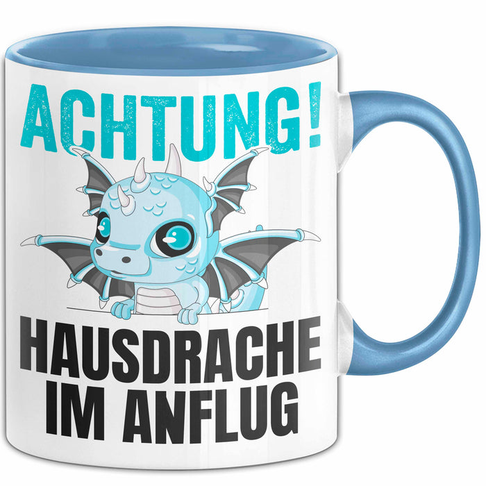 Hausdrache Im Anflug Tasse Geschenk Becher Blau Trendation